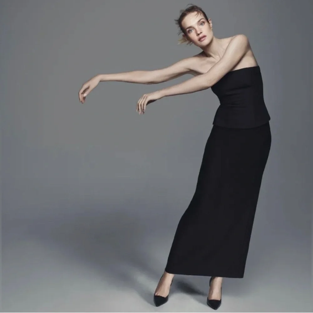 ZARA WOOL HIGH WAISTED MIDI PENCIL SKIRT ELEGANT CHIC Black M - Picture 15 of 15